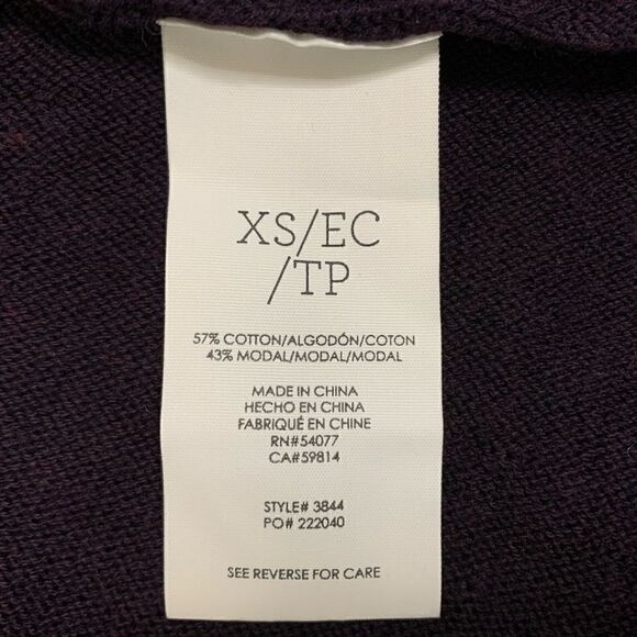 CAbi Women’s Open Front Drape Criss Cross Back Plum Cardigan - Picture 11 of 12